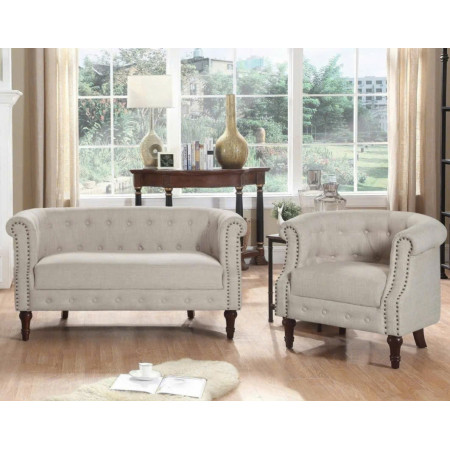 QH23-03 : Bộ Ghế Sofa Phòng Khách Viền Đinh Tán - 2 Món